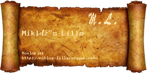 Miklós Lilla névjegykártya